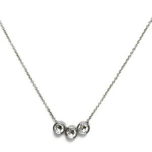 Chicos 3 Stone Pendant Necklace Sliding Bezel Rhinestone Trio Silver Tone Bridal